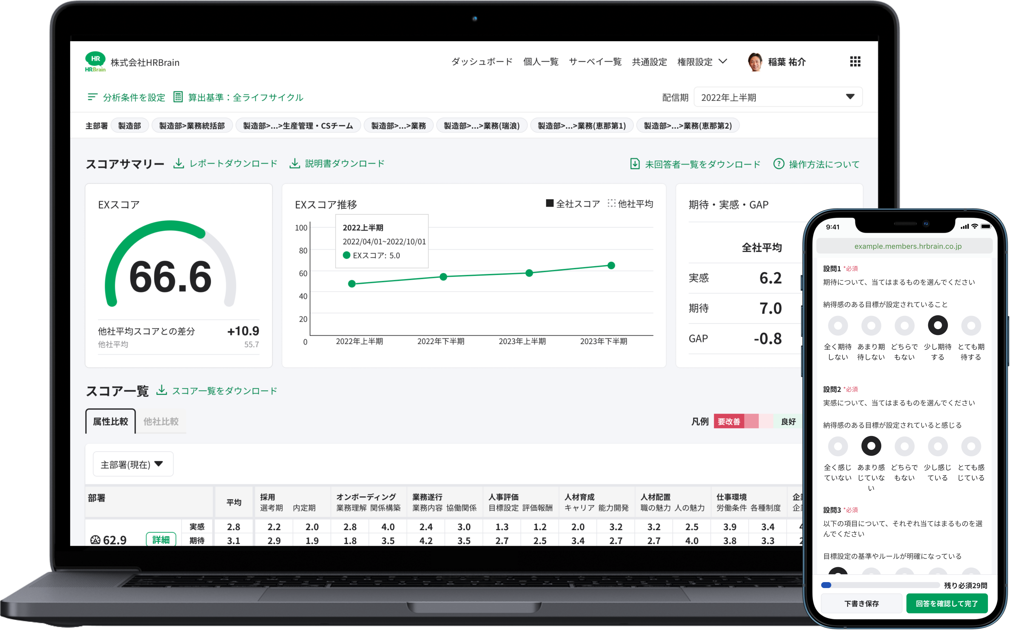 HRBrain 組織診断サーベイ_利用画面サンプル1