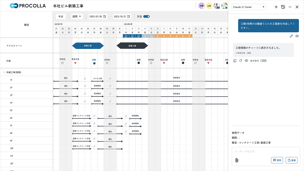 PROCOLLA (プロコラ)_利用画面サンプル1