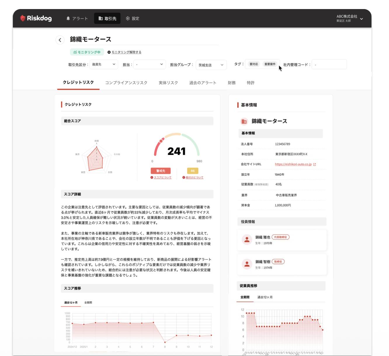 Riskdog_利用画面サンプル1