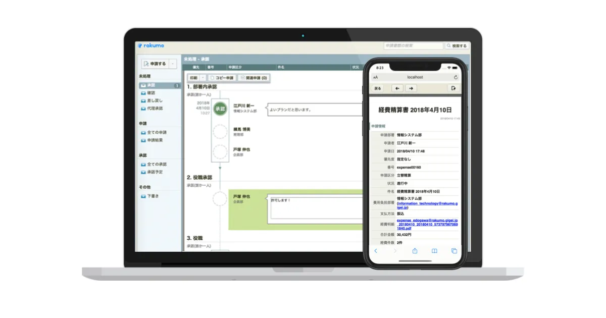 rakumo ワークフロー_利用画面サンプル1