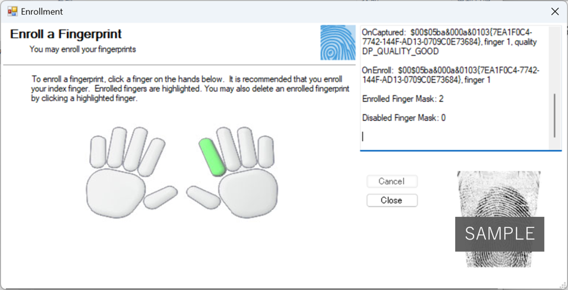 DigitalPersona SDK_利用画面サンプル1